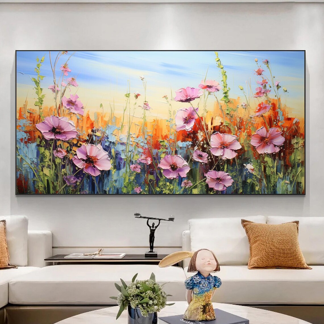 Abstract Colourful Flower Painting, Modern Floral Art Print