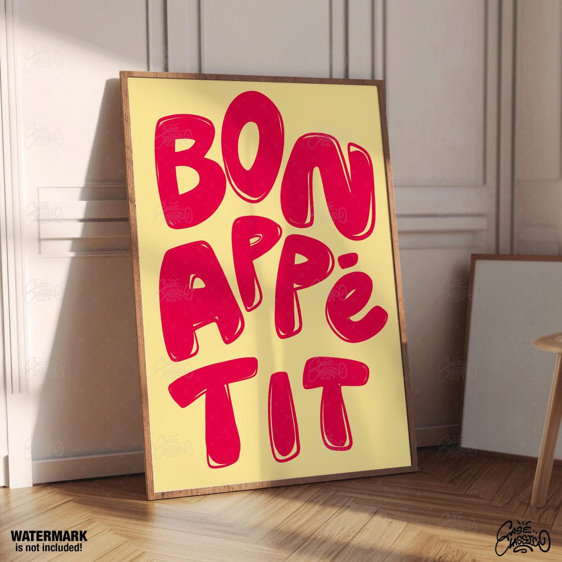 Bon Appetit Bold Red Bubble Letter Kitchen Quote Wall Poster