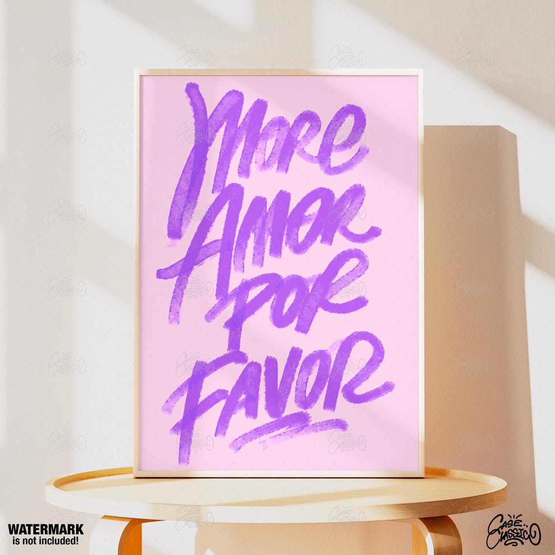More Amor Por Favor Purple Brush Script Quote Poster Wall Decor