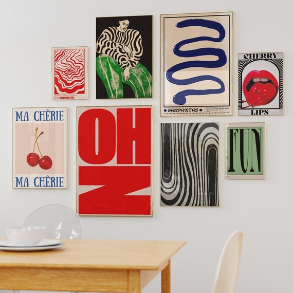 Retro Affirmation Poster Set, Psychedelic 70s Style