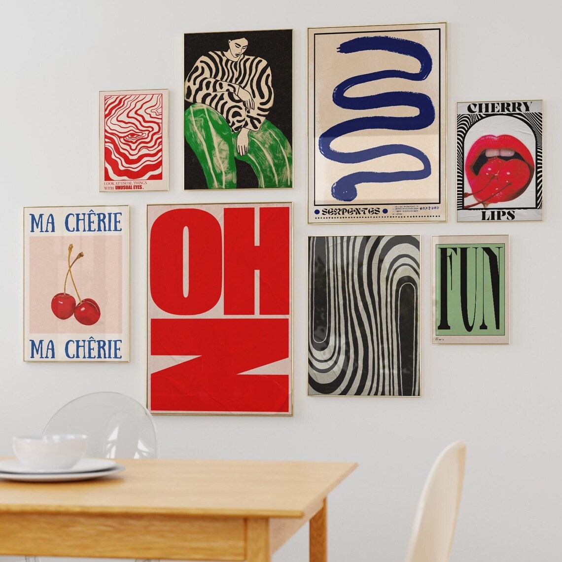 Retro Affirmation Poster Set, Psychedelic 70s Style
