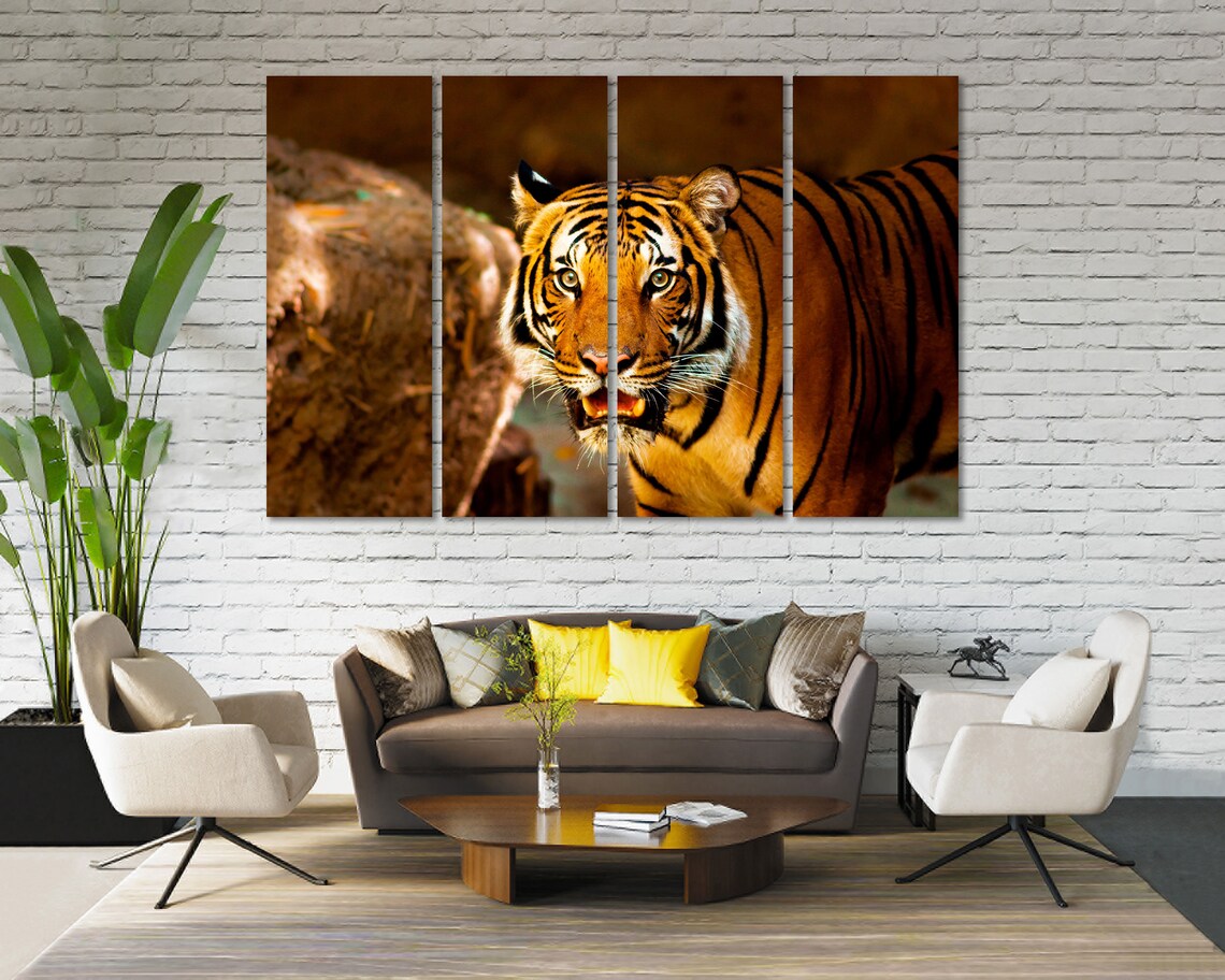 Majestic Tiger Close Up Portrait Golden Wildlife Photography Art Poster - Image 4