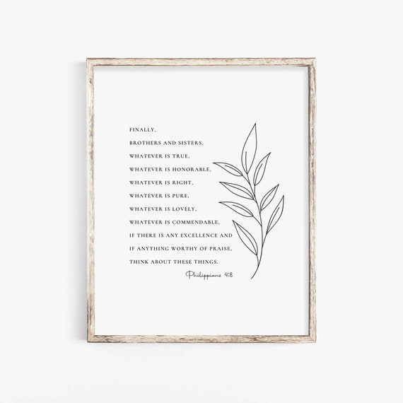 Philippians 4:8 Whatever Is True Scripture Art Print