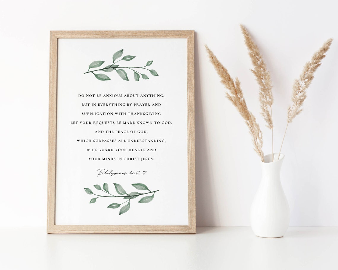 Philippians 4:6-7 Bible Verse Botanical Art Print - Image 2