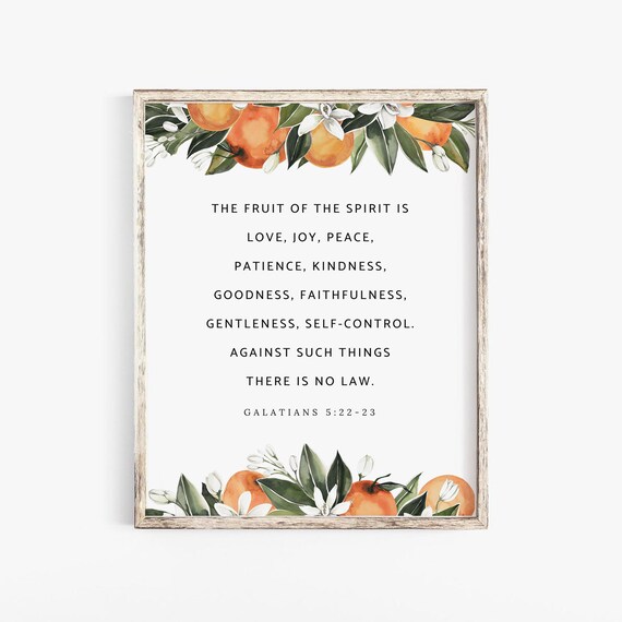 Fruit of the Spirit Galatians 5:22-23 Citrus Botanical Scripture Poster