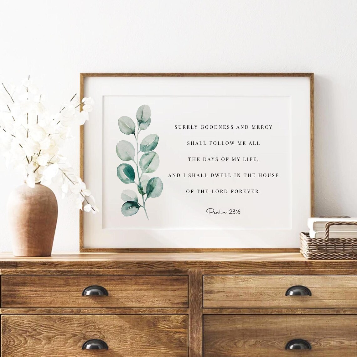 Psalm 23:6 Goodness and Mercy Eucalyptus Christian Scripture Poster - Image 2