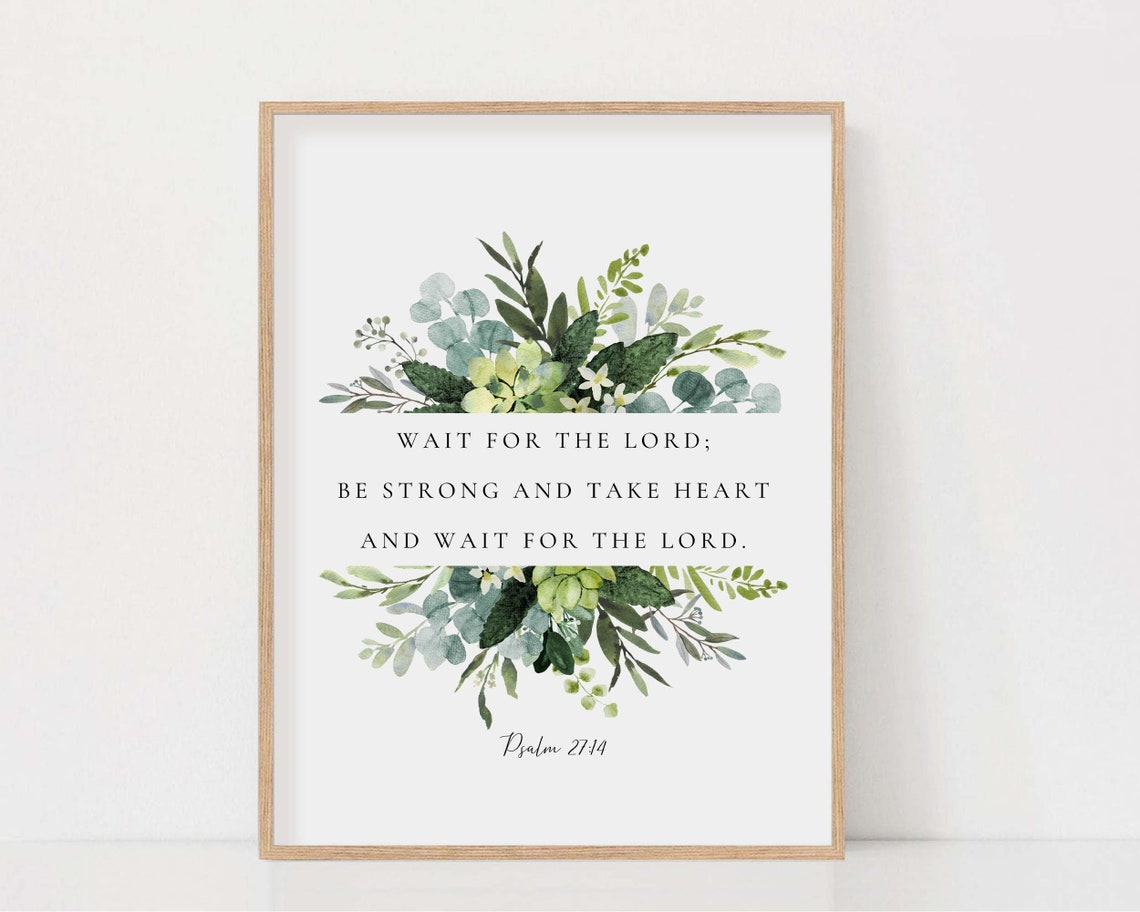 Psalm 27:14 Botanical Scripture Art Print - Image 2