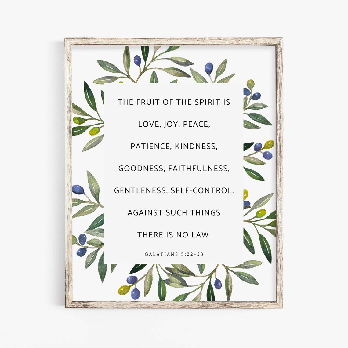 Fruit of the Spirit Galatians 5:22-23 Olive Berry Botanical Scripture Poster - Image 2