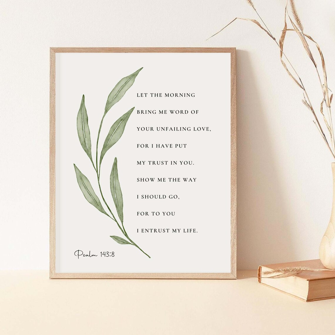 Psalm 143:8 Botanical Bible Verse Art Print, Christian Home - Image 2