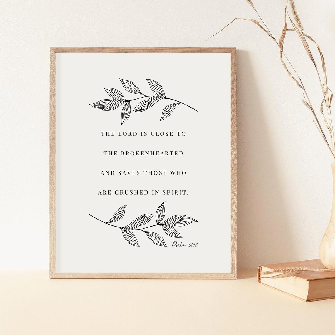 The Lord Is Close to the Brokenhearted Psalm 34:18 Verse Poster - Image 2