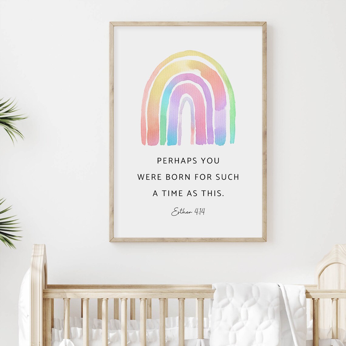 Esther 4:14 Bible Verse Watercolor Rainbow Art Print - Image 2