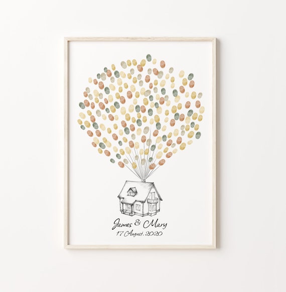 House Thumbprint Guest Book Wedding Fingerprint Art Print