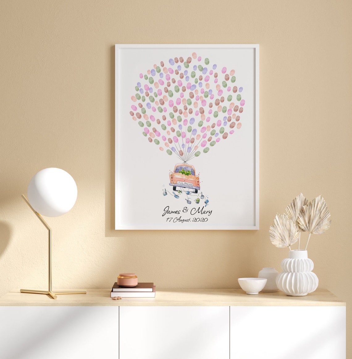 Just Married Thumbprint Guest Book Art Print - Image 3