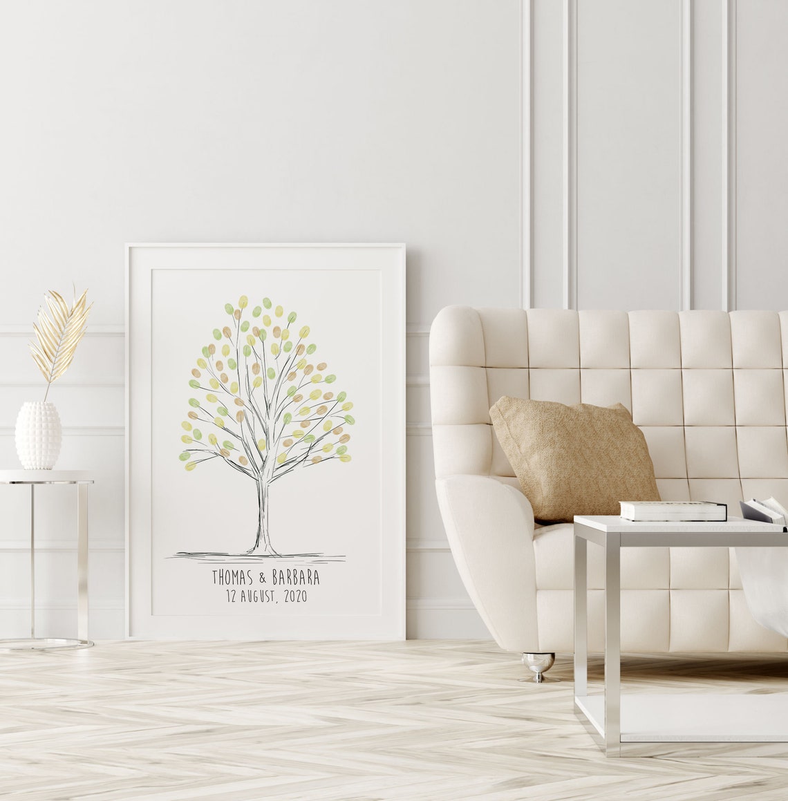 Thumbprint Guest Book Guest Book Wedding Fingerprint Tree Customizable Guest Book Sketch Thumbprint Tree Anniversary Book - Image 4