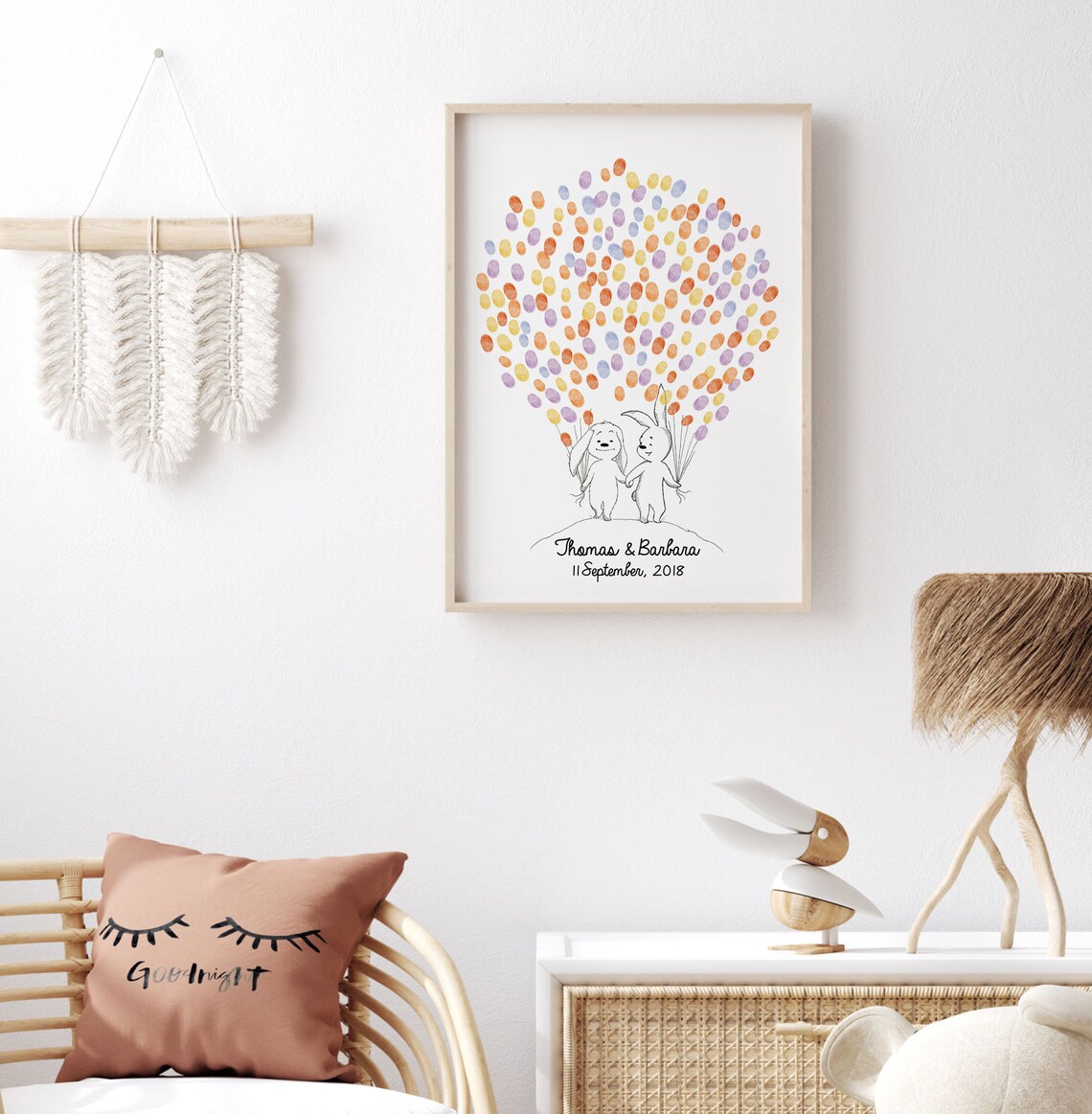 Sweet Rabbits Holding Balloons Wedding Keepsake Guest Book Poster - Image 4
