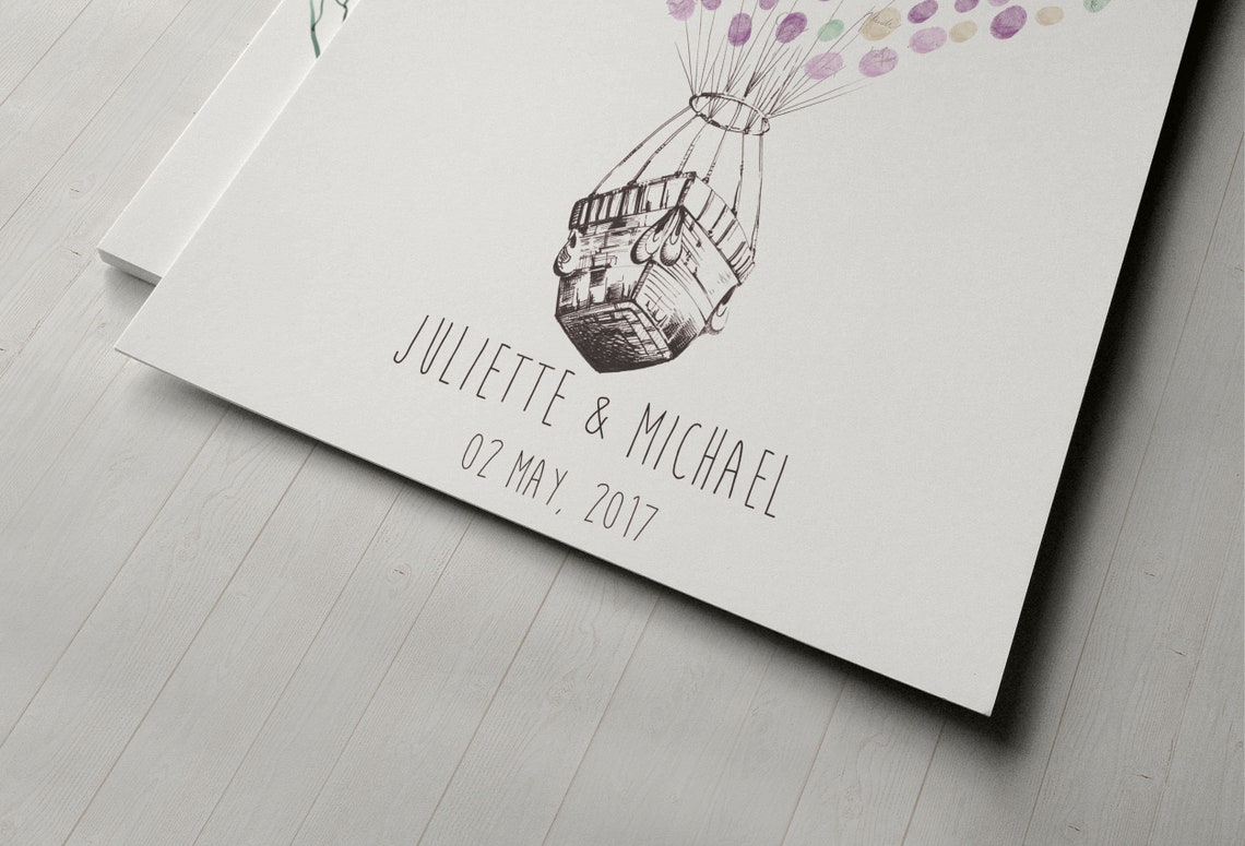 Air Balloon Thumbprint Guest Book, Sketch Poster - Image 2