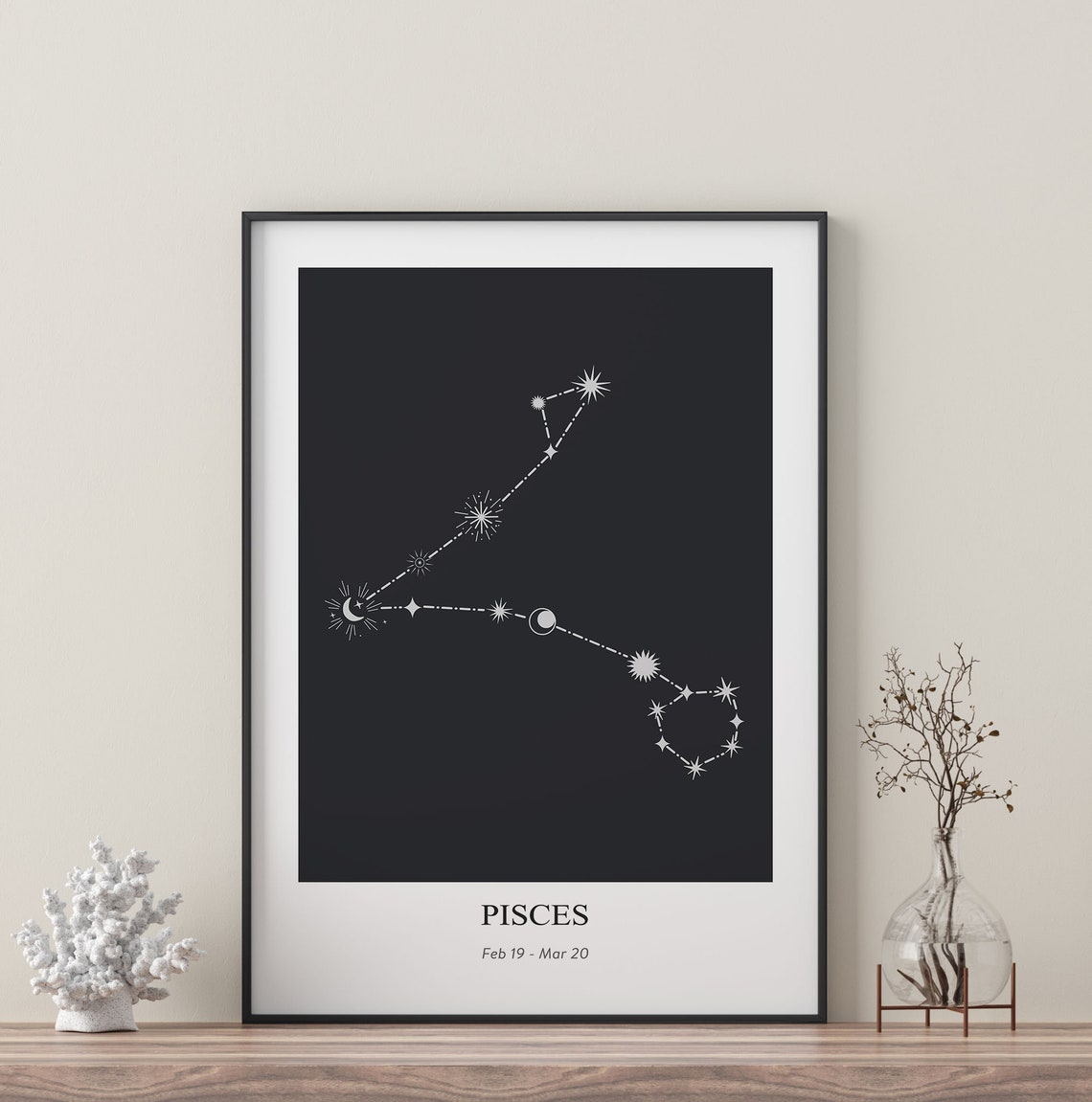 Pisces Zodiac Print Zodiac Constellation Pisces Star Sign Art Modern Geometric Poster Astrology Print Star Sign Instant - Image 4