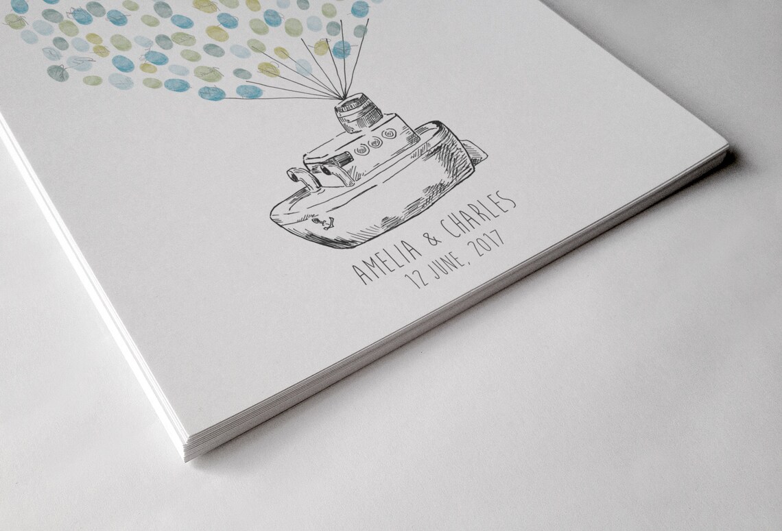 Whimsical Balloon Ship Wedding Guest Book Name Keepsake Poster - Image 2
