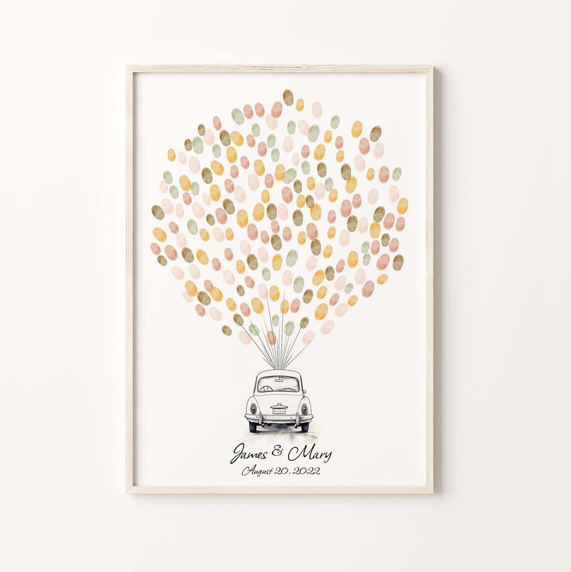 Vintage White Car Wedding Guest Book Art Print