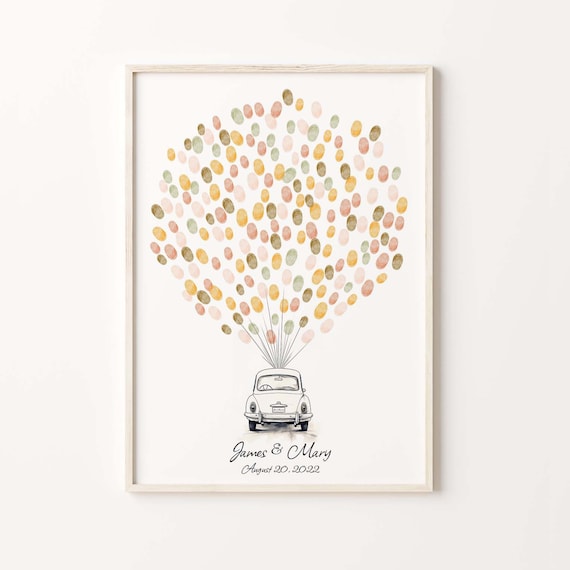Vintage White Car Wedding Guest Book Art Print