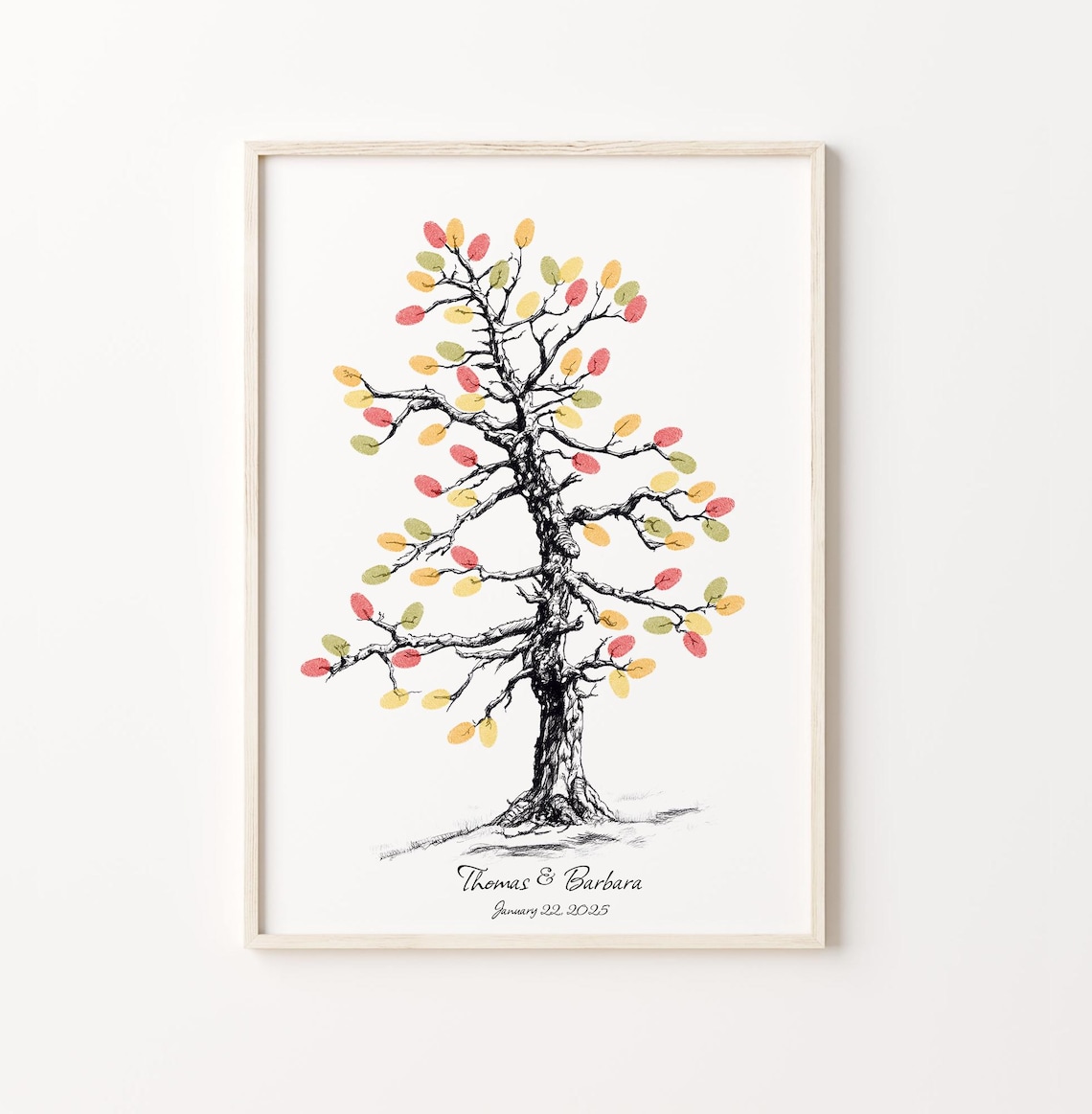 Autumn Tree Fingerprint Wedding Guestbook Alternative