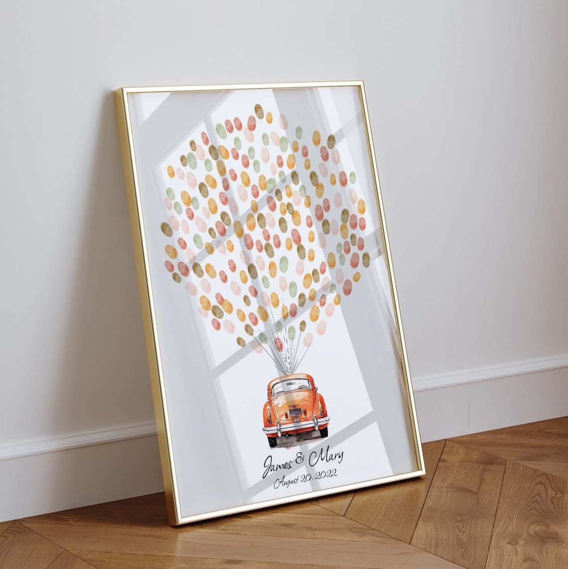 Classic Red Car Watercolor Wedding Guest Book Print - Image 3