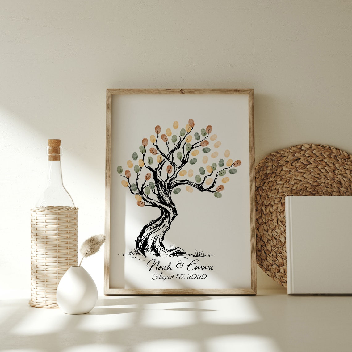 Wedding Thumbprint Tree Guest Book Wedding Fingerprint Tree Sketch Thumbprint Tree Family Fingerprint Tree - Image 3
