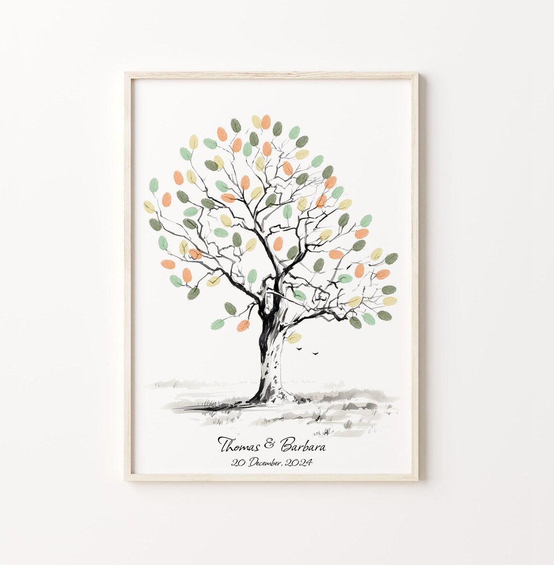 Rustic Tree Fingerprint Guest Book, Wedding Keepsake
