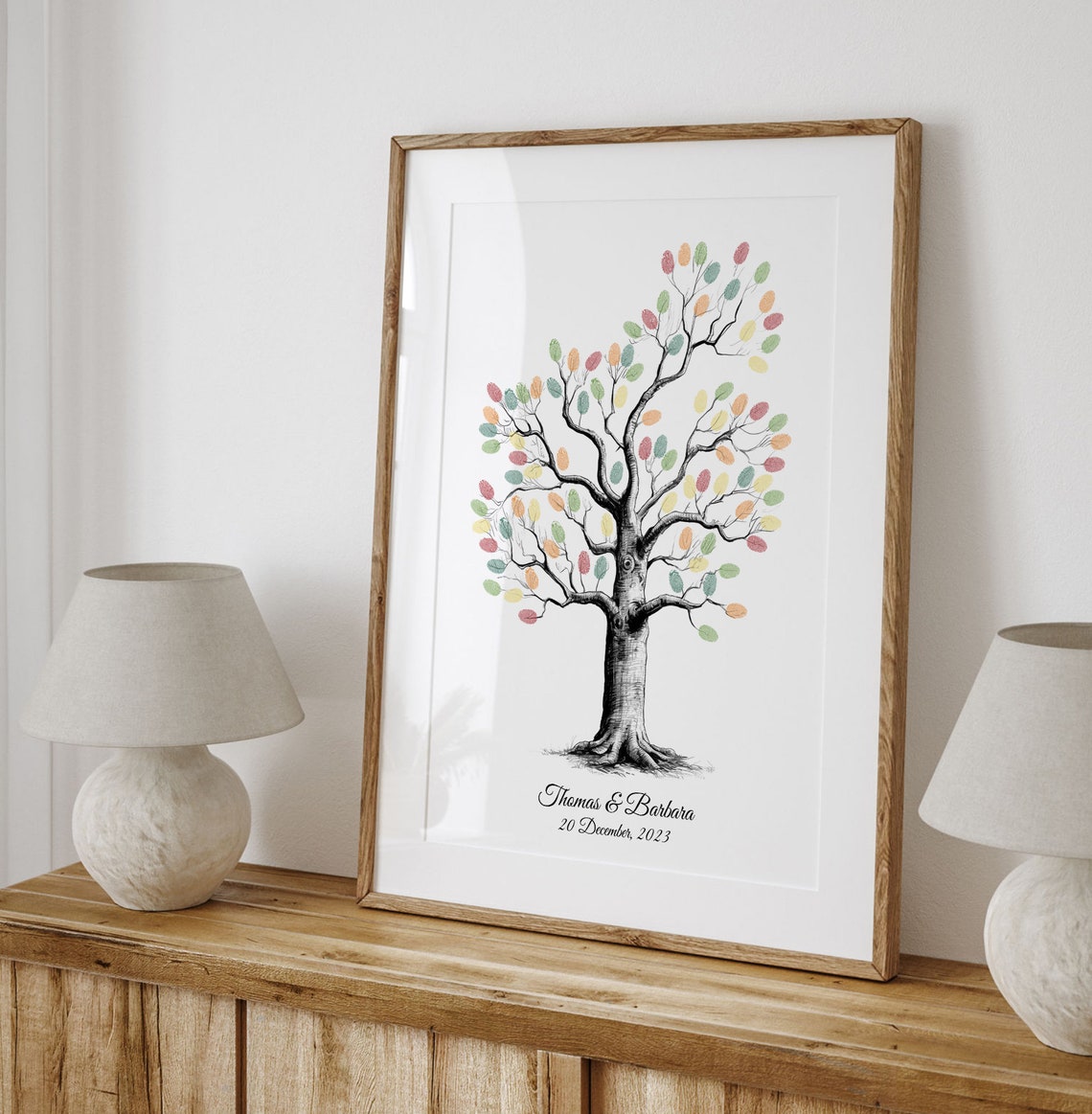Guest Book Personalized Wedding Fingerprint Tree Guest Book Customizable Guest Book Custom Rustic Keepsake - Image 3