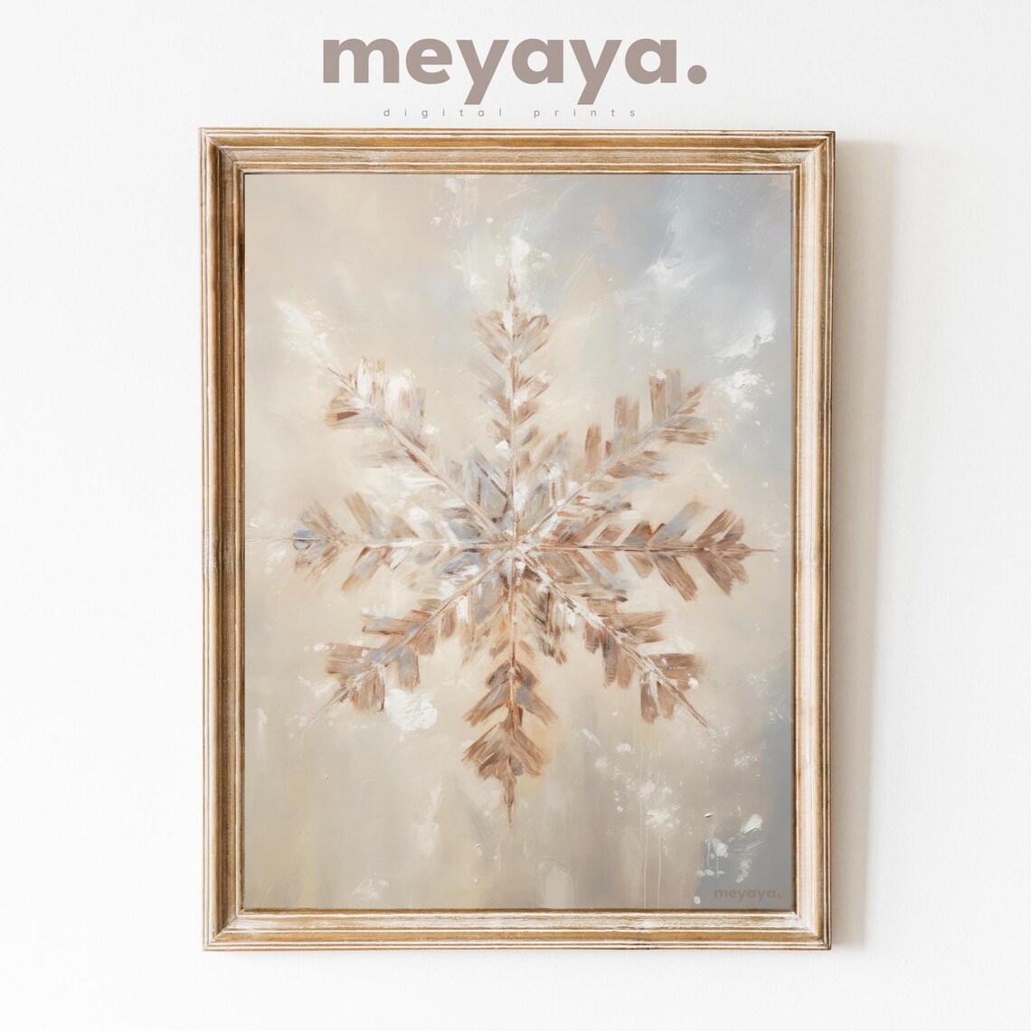 Snowflake Vintage Oil Painting Christmas Poster