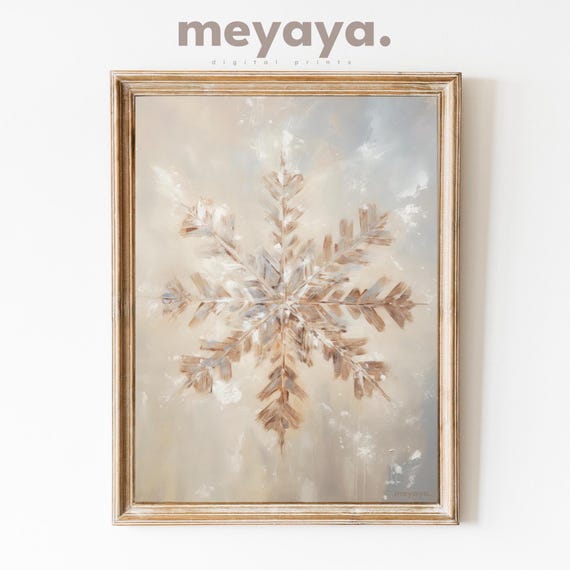 Snowflake Vintage Oil Painting Christmas Poster