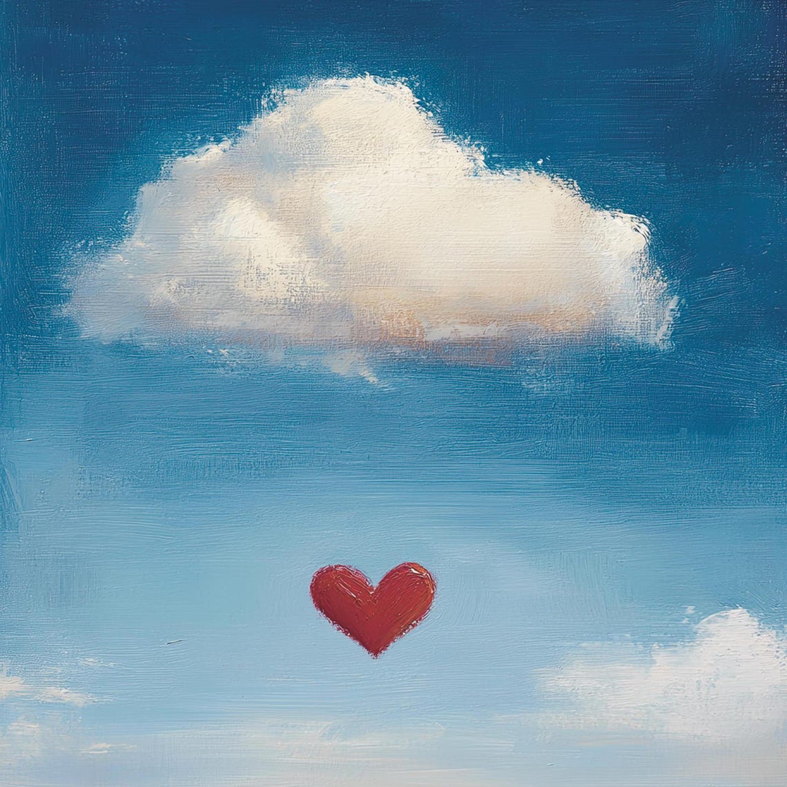 Red Heart Floating Blue Sky Cloud Surreal Romantic Wall Print - Image 6
