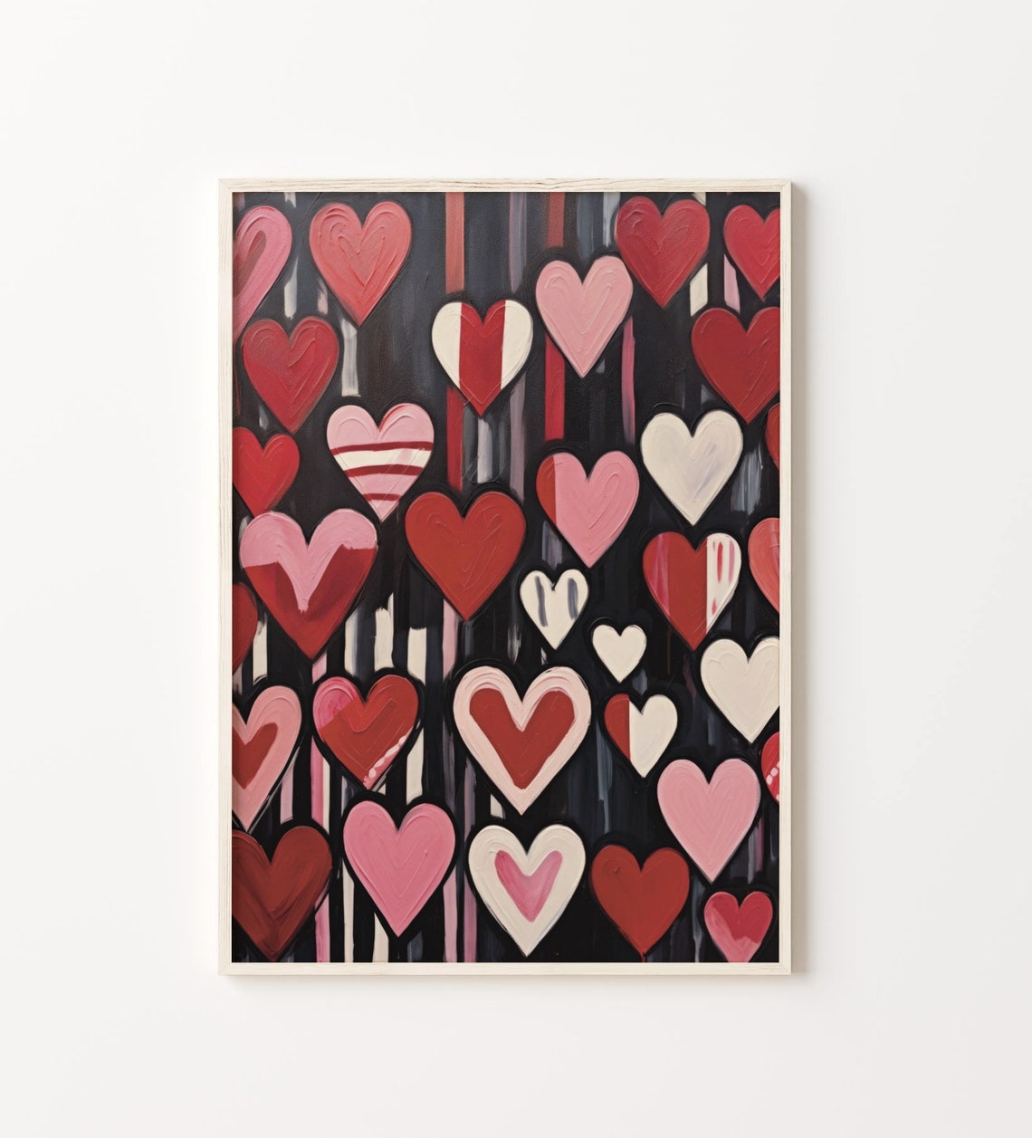 Red Pink Pop Art Hearts Black Background Bold Valentine Poster - Image 5