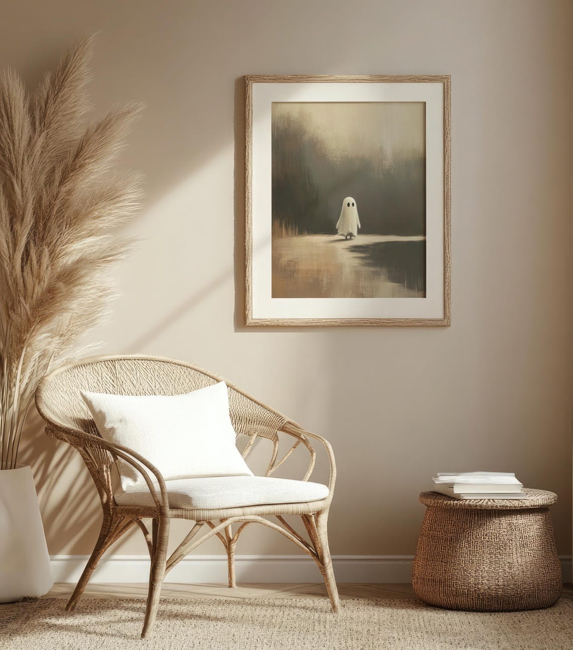 Lonely Ghost on a Misty Path Moody Dark Painting Art Wall Poster - Image 6