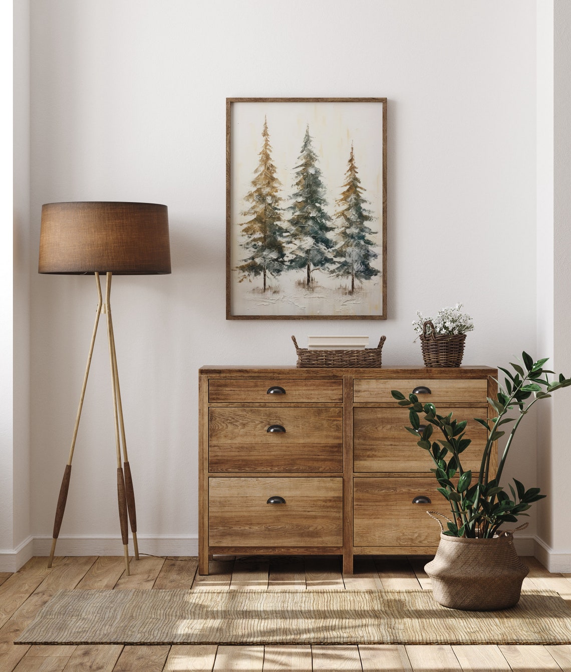 Three Snowy Pine Trees Impressionist Winter Holiday Forest Poster - Image 5