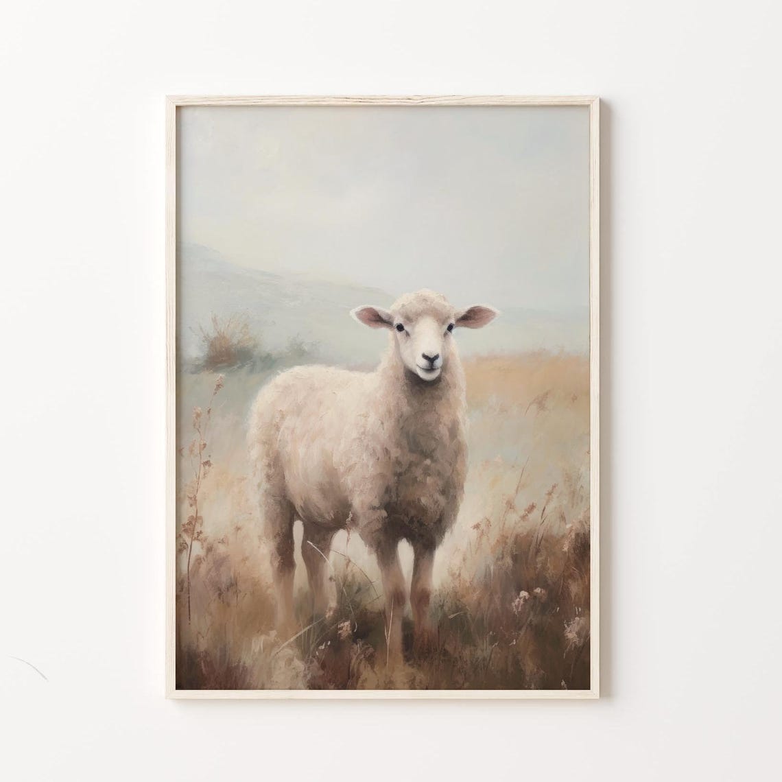 White Sheep In Misty Meadow Vintage Farmhouse Rustic Decor Poster - Image 6