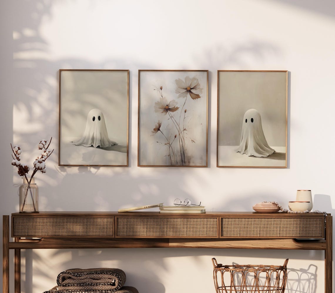 Minimalist Cute Ghost Print Girly Spooky Decor Neutral Fall Print Halloween Ghost Poster Trendy Halloween Print Ghost Wallart - Image 6