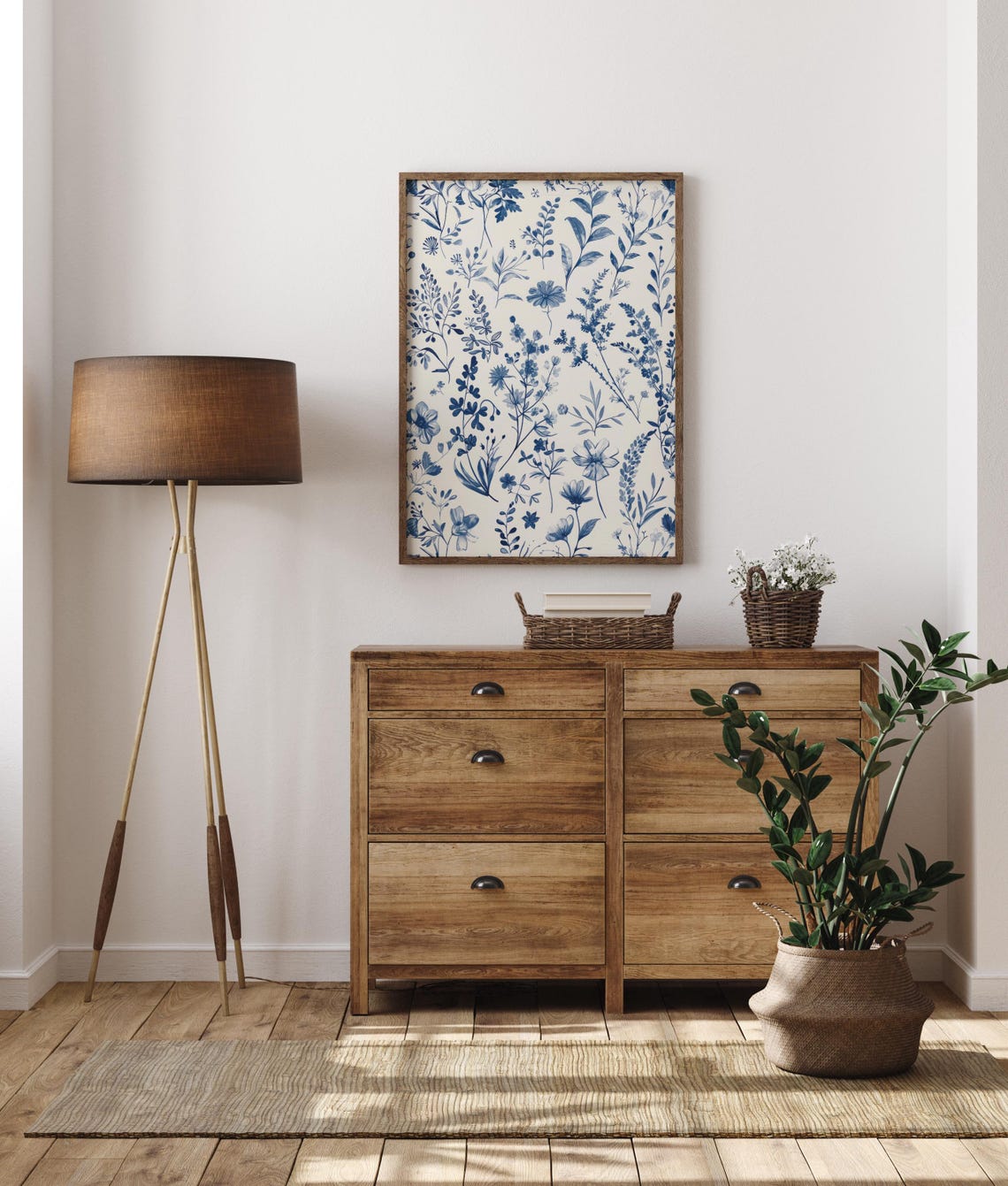 Blue And White Chinoiserie Botanical Floral Pattern Decor Poster - Image 4