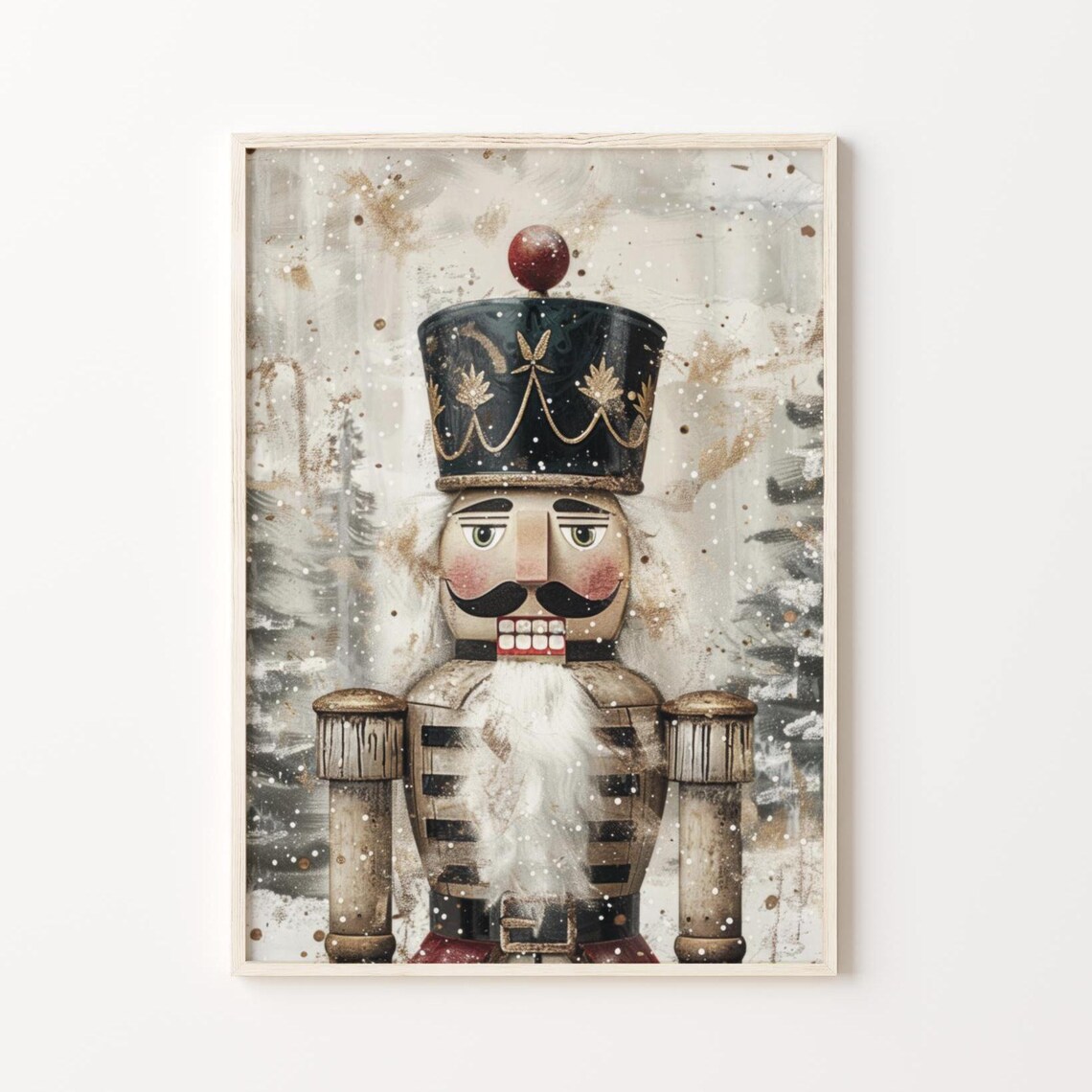 Vintage Gold Nutcracker Christmas Art Print - Image 3