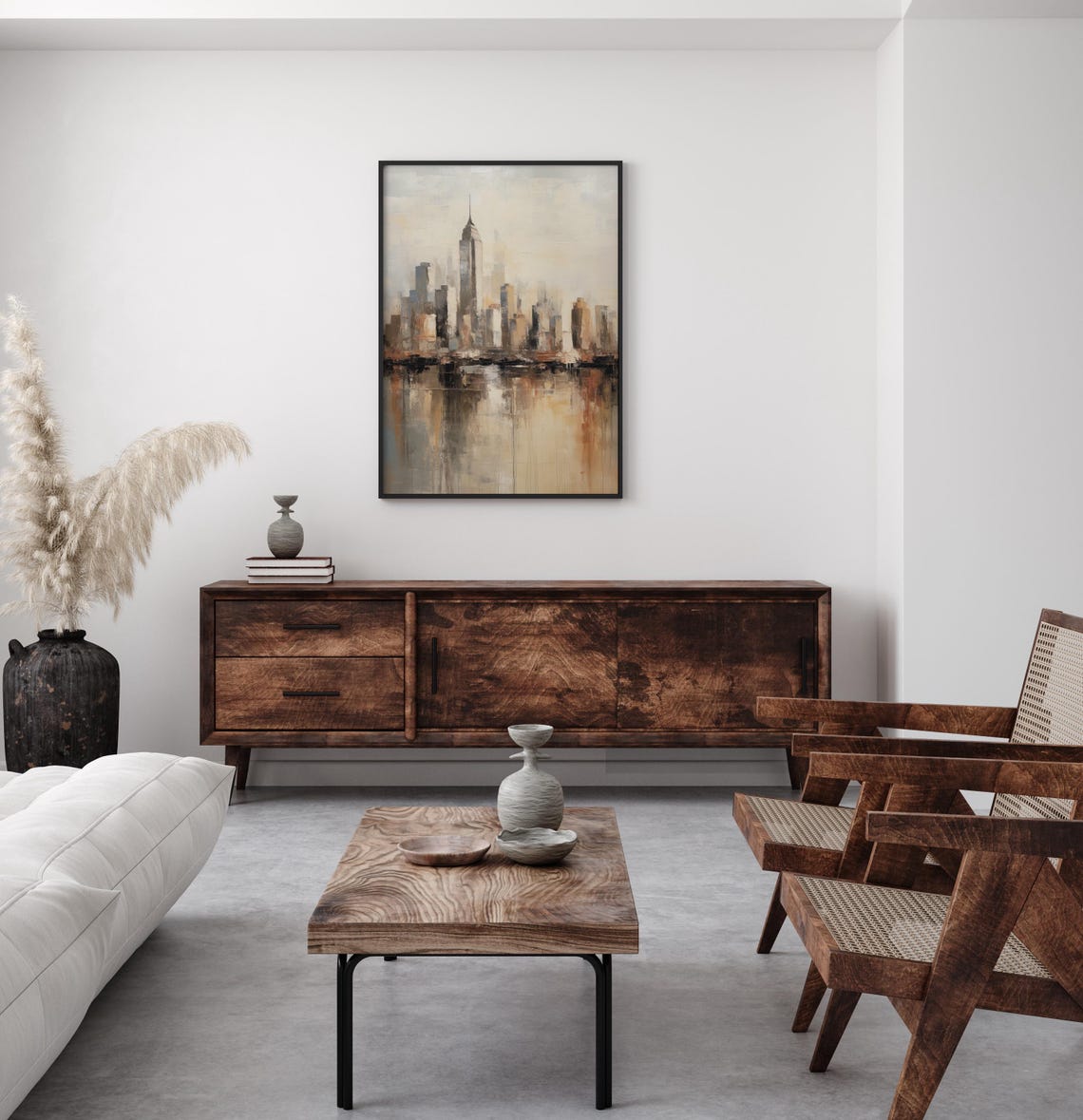 New York Skyline Empire State Abstract Muted Cityscape Poster - Image 5