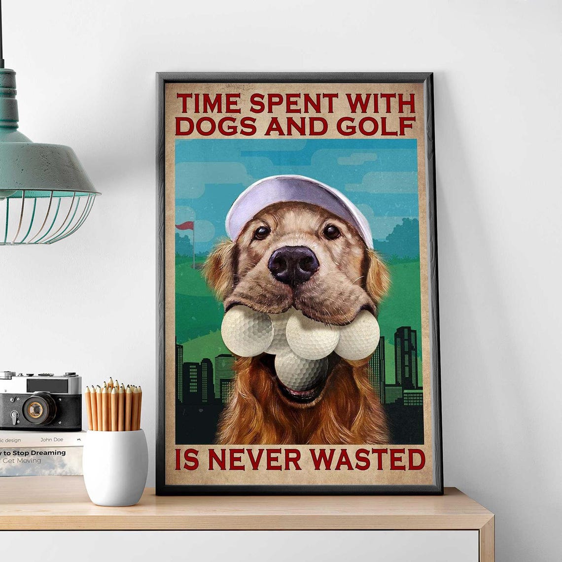 Golden Retriever Golf Balls Time Spent With Dogs And Golf Poster - Image 3