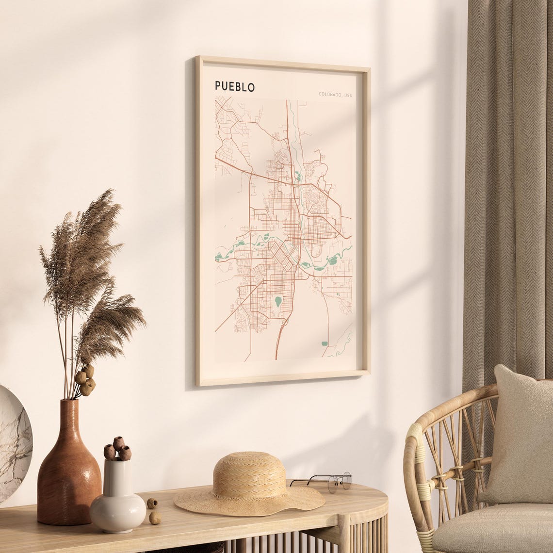 Pueblo Colorado Minimalist City Street Map Wall Decor Poster - Image 3