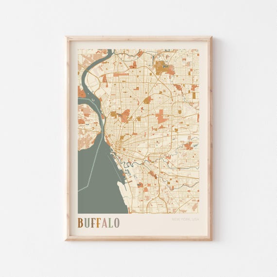 Buffalo Map Poster Buffalo Print Buffalo Poster Buffalo Wall Art New York Travel Gift Boho Wall Art