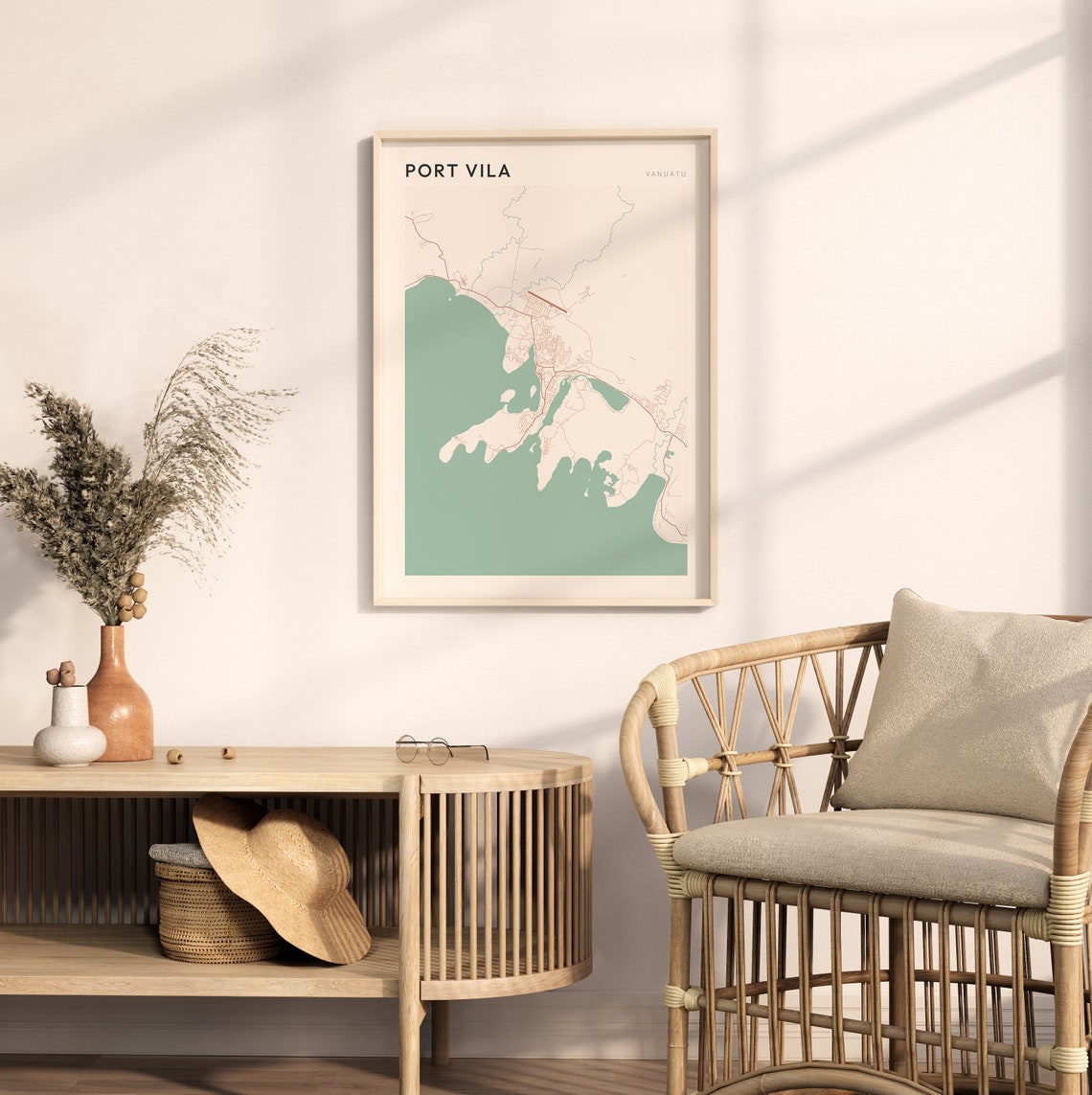 Port Vila Vanuatu South Pacific Minimalist Boho Harbor City Map Poster - Image 2