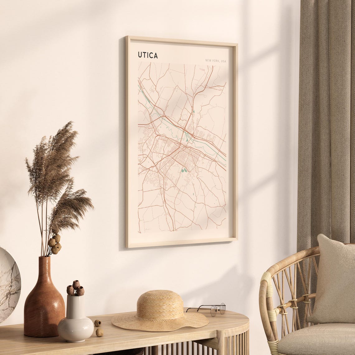 Utica New York Mohawk Valley Minimalist Line Art City Map Poster - Image 3