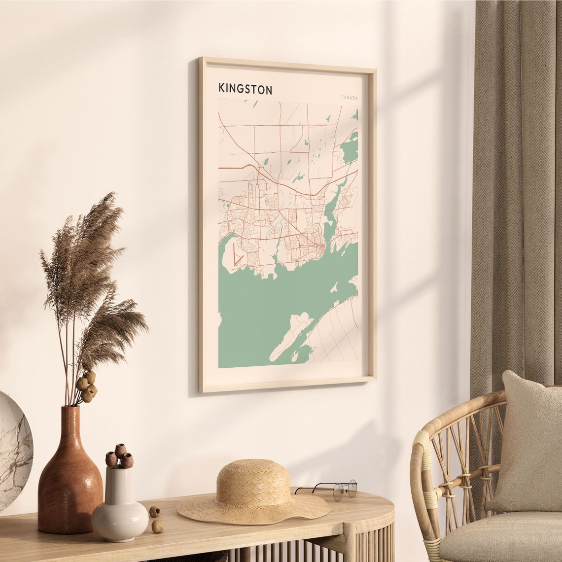 Kingston Ontario Canada Modern Minimalist Lakeside Map Poster - Image 3