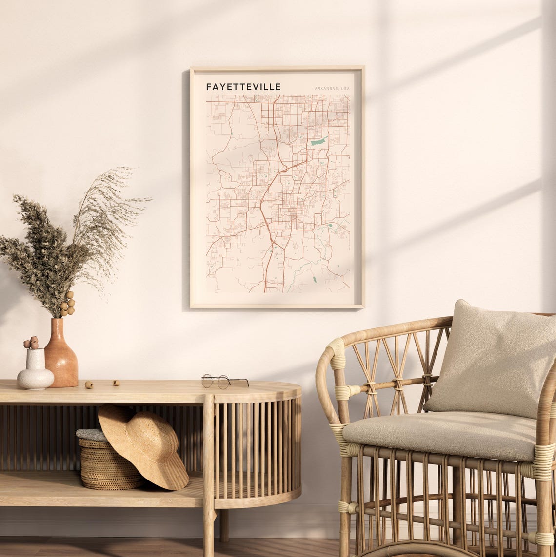 Fayetteville Arkansas Modern Minimalist Copper Street Map Decor Poster - Image 2