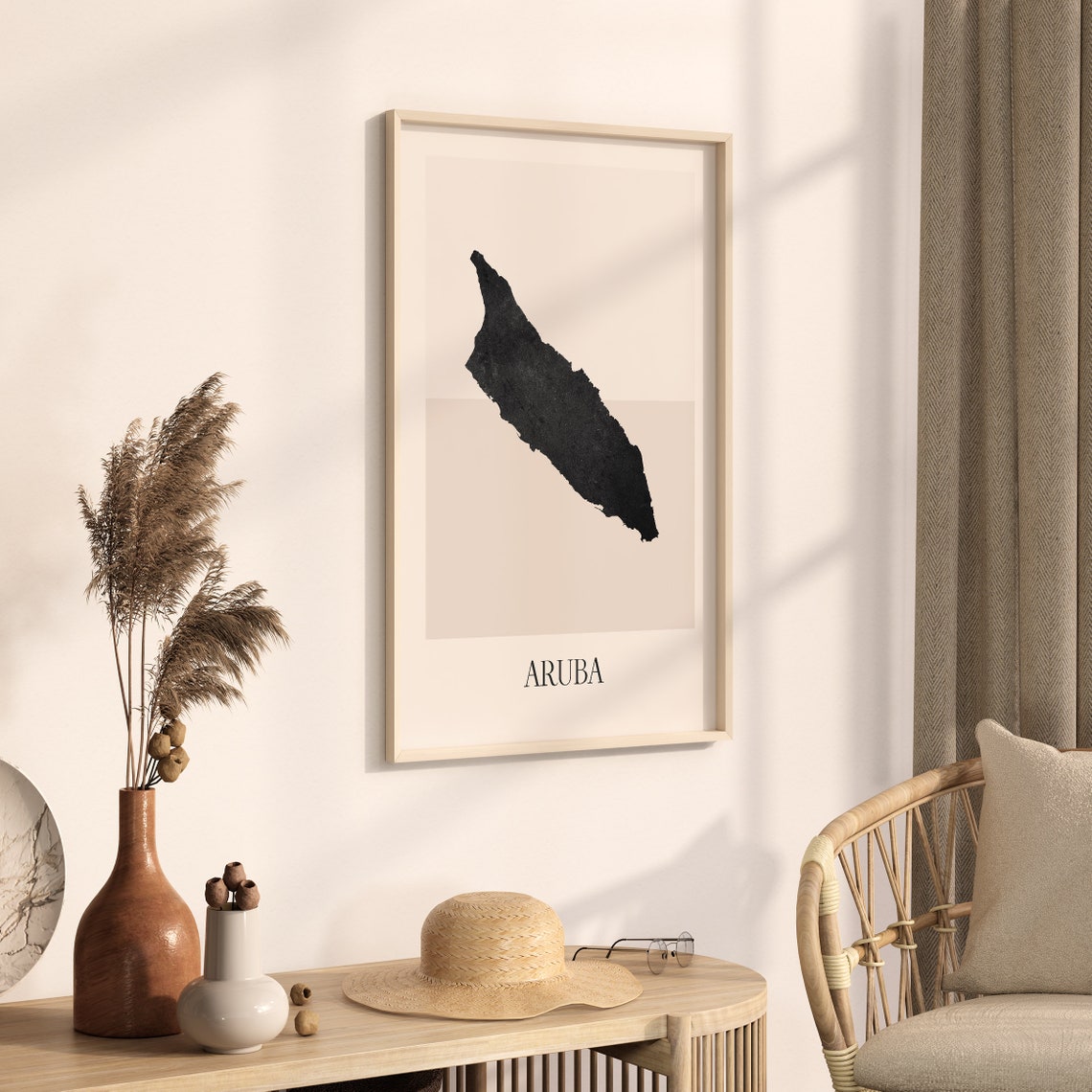 Aruba Caribbean Minimalist Tropical Black Silhouette Island Map Poster - Image 3