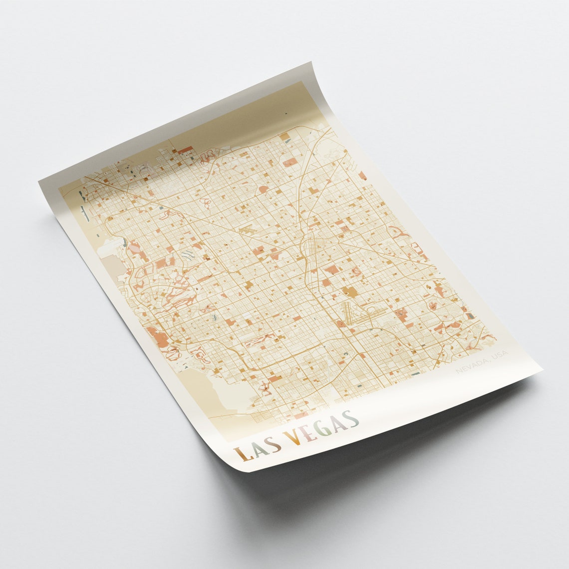 Las Vegas Nevada Retro City Map Poster Desert Strip Grid Artwork - Image 2