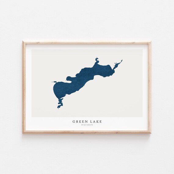 Green Lake Print Poster Art Wall Map House Gift Wisconsin